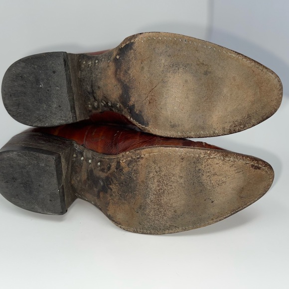 PRE-LOVED Vintage Renegade Chestnut Eel Skin Western Boots - size unknown - Picture 8 of 9